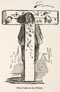 Titus Oates in de schandpaal, uit The Comic History of England, gepubliceerd 1864 door John Leech
