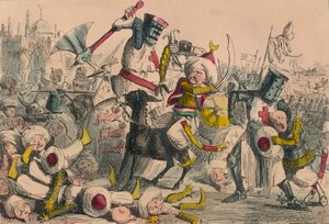 Verschrikkelijk gevecht tussen Richard Leeuwenhart en Saladin, 1850