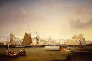 Schepen varen van Greenwich Palace door John Lynn