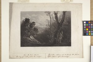 Satan beschouwt Adam en Eva in het paradijs (mezzotint) door John Marin