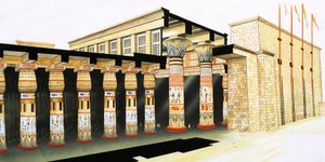 Een reconstructie van een deel van de Hypostyle Hal
