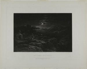 David spaart Saul bij Hachilah, uit Illustraties van de Bijbel door John Martin
