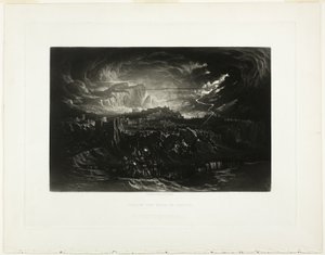 Val van de Muren van Jericho, uit Illustraties van de Bijbel door John Martin