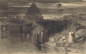 De Dochters van Jeruzalem Huilend bij de Wateren van Babylon door John Martin