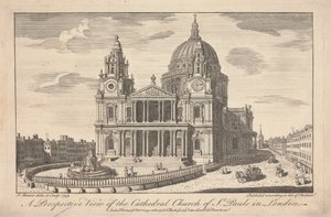 Een perspectivisch uitzicht op de kathedraal van St. Pauls in Londen door John Maurer