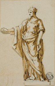 Staande Vrouwelijke Figuur met Opgeheven Rechterarm door John Michael Rysbrack