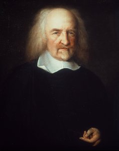Portret van Thomas Hobbes. Engelse filosoof. - schilderij door John Michael Wright. London National Portrait Gallery door John Michael Wright