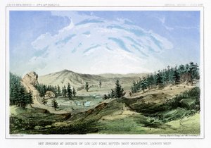 Warmwaterbronnen bij hun bron in Lou Lou Fork, Bitterroot Mountains, Montana, VS, 1856 door John Mix Stanley