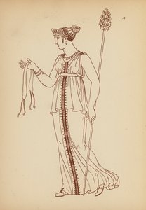 Oud-Grieks vrouwelijk kostuum (litho) door John Moyr Smith
