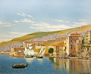 Uitzicht op Villefranche-sur-Mer, Frankrijk door John Mulcaster Carrick