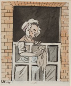 Dienstmeid die een raam schoonmaakt, 1789