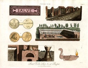 Oude artefacten en gebouwen in Pompeii door John Pass