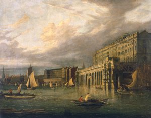 Somerset House en de Adelphi vanaf de rivier door John Paul