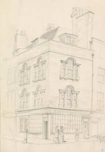Huis op de hoek van Red Lion Street en Theobalds Road, tegenover Lamb
