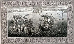 Armada (gravure van een wandtapijt) door John Pine