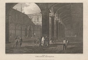 De binnenplaats van de Royal Exchange door John Preston Neale