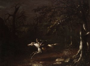 Ichabod Crane vlucht voor de Ruiter zonder Hoofd door John Quidor