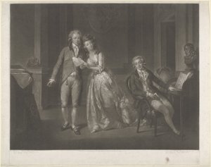 Portret van Louise, prinses van Oranje-Nassau, Willem I Frederik, koning der Nederlanden, en Frederik, prins van Oranje-Nassau