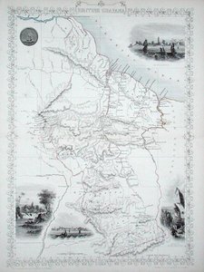 Brits Guyana, uit een Serie Wereldkaarten gepubliceerd door John Tallis & Co., New York & Londen door John Rapkin