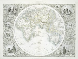 Oostelijk Halfrond, uit een Serie Wereldkaarten gepubliceerd door John Tallis und Co., New York und London, 1850s