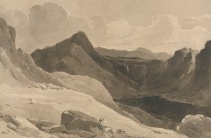 Een Berglandschap met een Herder door John Renton