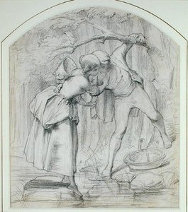 De oversteek, ca. 1860 (potlood op bord)