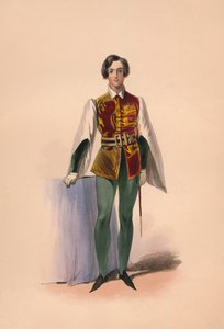 Gast in kostuum voor Queen Victoria