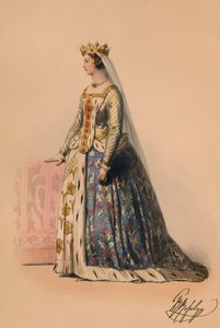 Gast in kostuum voor Queen Victorias Bal Costumé, 12 mei 1842 door John Richard Coke Smyth