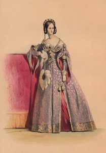 Gast in kostuum voor Queen Victoria