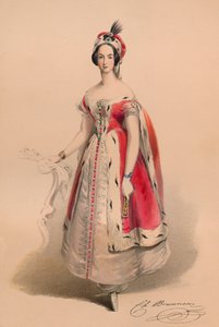 Gast in kostuum voor Queen Victoria