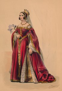 Gast in kostuum voor Queen Victoria