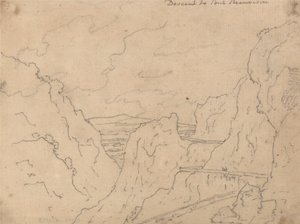 Afdaling naar Pont de Beauvoisin door John Robert Cozens