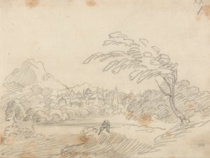 Ver uitzicht op een denkbeeldige stad door John Robert Cozens