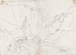 Fontein van Vaucluse, achter de Perpendiculaire Rots
