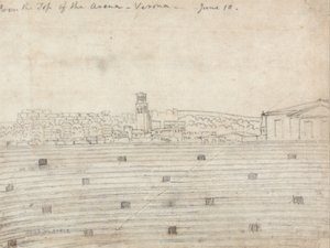 Van de top van de Arena, Verona door John Robert Cozens