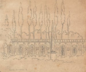 In de tuin van een villa door John Robert Cozens