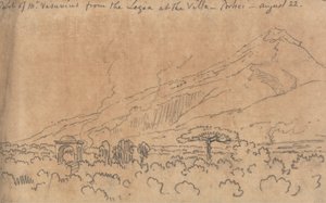 Deel van de Vesuvius vanaf de Loggia bij de Villa, Portici, 22 augustus door John Robert Cozens