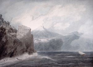 Het kasteel van Salerno, nabij Cetara door John Robert Cozens