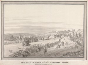 De stad Bath gezien vanaf de London Road door John Robert Cozens