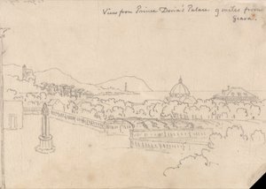 Uitzicht vanaf het paleis van Prins Doria, 9 mijl van Genua door John Robert Cozens