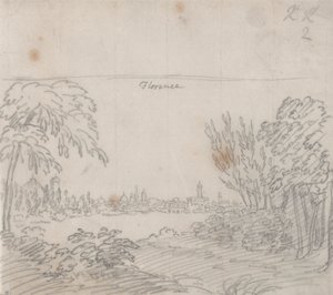 Zicht op Florence vanaf de Zuidelijke Oever van de Arno door John Robert Cozens