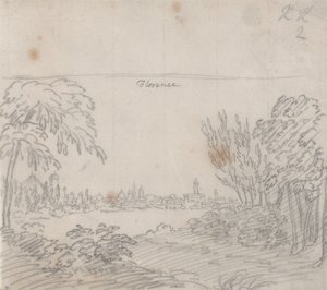 Uitzicht op Florence vanaf de zuidoever van de Arno door John Robert Cozens