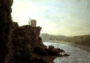 Uitzicht op de Tiber bij Ponte Molle, drie mijl van Rome door John Robert Cozens