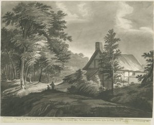 Rugeley - Cottage bij Etchinghill: donkere sepia was tekening, 1835 door John Robert Fernyhough