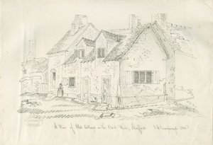 Stafford - Oud huisje in Back Walls: pen en inkt tekening, 1836 door John Robert Fernyhough