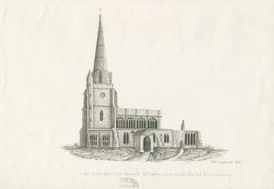 Uttoxeter Kerk [Oud]: pen en inkt tekening, 1836 door John Robert Fernyhough