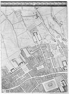Een kaart van Bloomsbury en Holborn, Londen, 1746