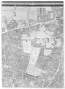 Een kaart van Moorfields en Hoxton, Londen, 1746
