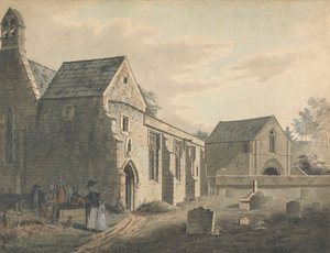 Kerk, kerkhof en figuren (Het kerkhof)