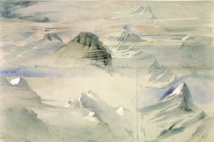 Alpiene pieken: Jungfrau en anderen, 1846 door John Ruskin
